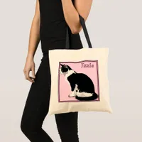  Black and White Tuxedo Cat Personalized Budget Tote Bag