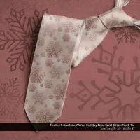 Festive Snowflake Winter Holiday Rose Gold Glitter Neck Tie