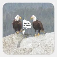 Funny Eagles and Seagull Square Sticker