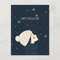 Happy New Year Child Sillhouette Holiday Postcard