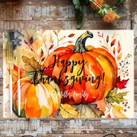 Watercolor Pumpkins Thanksgiving Paper Placemat