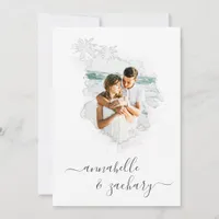 ~* Beach Ocean PHOTO + RSVP +  QR AR6 Wedding Invitation