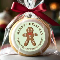 Gingerbread Man Mint Green Merry Christmas Classic Round Sticker