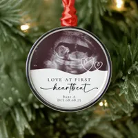 Love at First Heartbeat Pregnancy Keepsake Metal Ornament