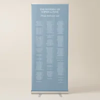 200 Guest Dusty Blue Wedding Seating Chart Retractable Banner