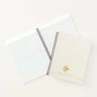 Elegant Creamy Gold Monogram Executive Spiral Notebook