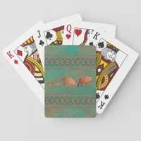 Southwest Cute Javelina Family Copper Teal Poker Cards