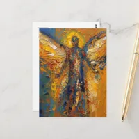 A Beautiful Angel Blue Gold Postcard