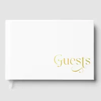 Elegant Modern White and Gold Wedding Foil Guest Book