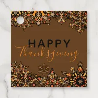 Happy Thanksgiving Fall Autumn Mandala Flowers   Favor Tags