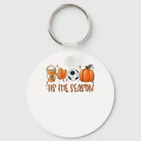 Tis The Season Leaf Latte Autumn Football Keychain