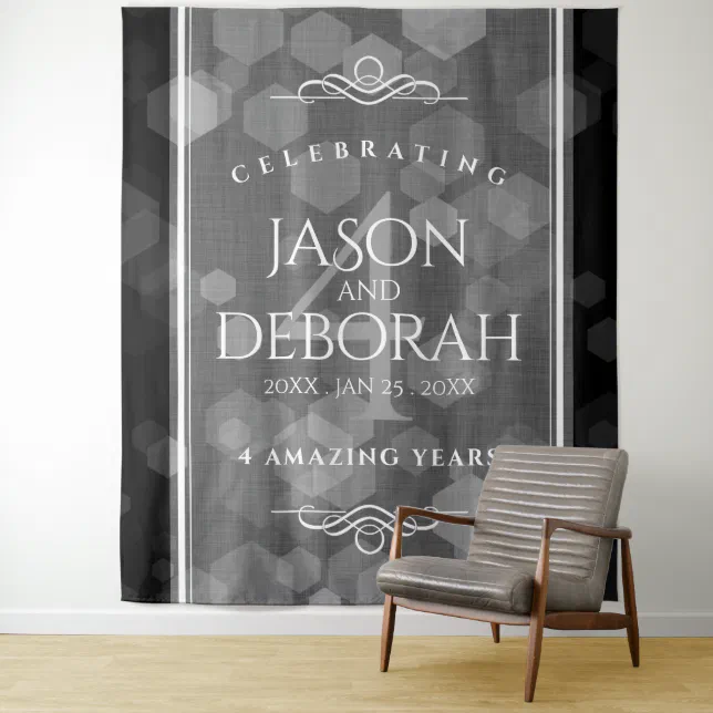 Elegant 4th Linen Wedding Anniversary Celebration Tapestry