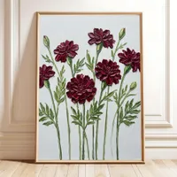 Modern Impasto Marigold Floral Wall Art Canvas Pri