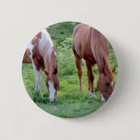 Grazing Horses Button