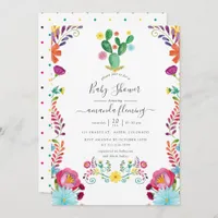 Colorful Watercolor Floral Fiesta Baby Shower Invitation