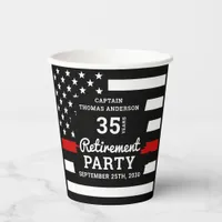 Thin Red Line Years Service Firefighter Retirement Paper Cups