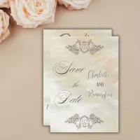 Elegant Mother-of-Pearl Peach Save the Date  Invitation