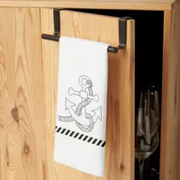 Kitchen Towel - Ship Anchor in Black