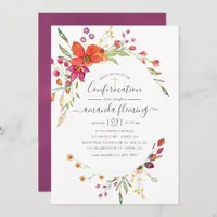 Watercolor Aquarelle Wild Flower Confirmation Invitation