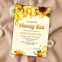 Yellow Sweet Honey Bee Day Kids Birthday Party Invitation