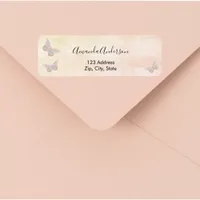 Butterfly blush pink rose return address label