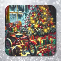 Old-Fashioned Nostalgic Christmas Morning Square Sticker