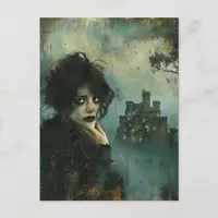 Sad Woman at the Castle Postcard