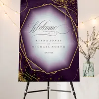 Fine Lines Gold Wedding Welcome Plum ID867 Foam Board