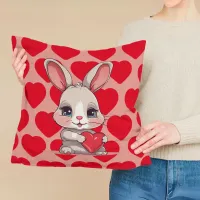 Valentines Rabbit heart red pink love cushion