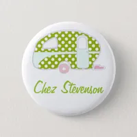 Personalized Retro Art Caravan Owner's Buttons