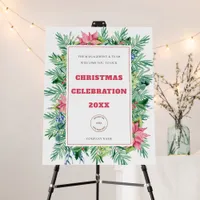 Poinsettia Fern Logo Welcome Festive Company Party Foam Board