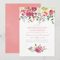 Pink Peach Flowers Bridesmaids Luncheon Invitation