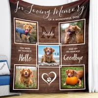 Rustic In Loving Memory 5 Photo Pet Memorial Fleece Blanket