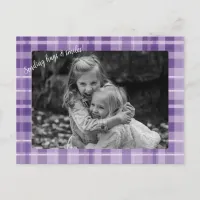 Purple Plaid Photo Postcard