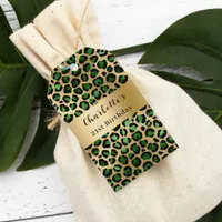 Emerald green gold leopard birthday gift tags