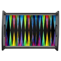 [Rainbow Fiesta] Harlequin Geometric Modern Black Serving Tray