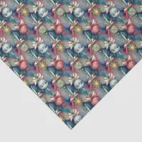 Watercolor Style Christmas Tree Ornaments Pattern Tissue Paper