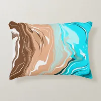 Abstract Beach Fluid Art Accent Pillow