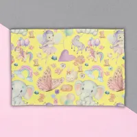 Watercolor Girly Whimsical on Yellow | Pillow Case