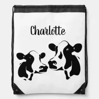 Bessie and Nellie, the Cows Drawstring Bag