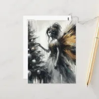 Fairy and Christmas Tree Glitch Postcard