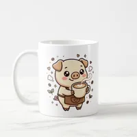 Cute Pig Latte Heart Coffee Mug