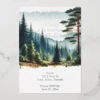 Silver Foil Pine Forest Bachelorette Party Foil Invitation