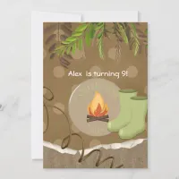 Rustic Camping Party Birthday Invitations