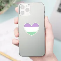 Gender Queer Purple, Green, White Pride Heart Sticker