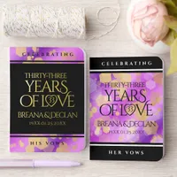 Elegant 33rd Amethyst Wedding Anniversary Foil Vow Books
