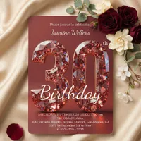 Glamorous Ruby Red Diamond 30th Birthday Invitation