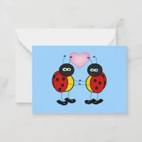 Valentine Ladybugs in Love Mini Kids Cards