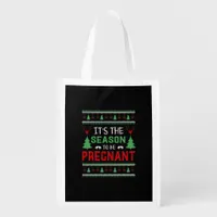 Its The Season To Be Pregnant Funny Christmas Grocery Bag
