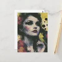 Woman With a Goldfinch Bird Postcard